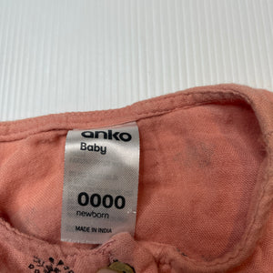 Girls Anko, organic cotton romper, FUC, size 0000,  