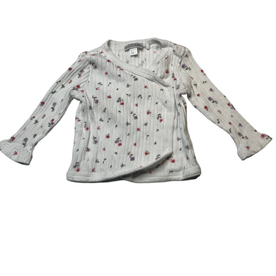Girls TRES beau et belle, floral ribbed cotton long sleeve top, EUC, size 0,  