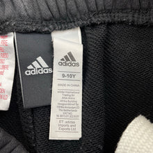 Load image into Gallery viewer, Boys Adidas, black track pants, elasticated, Inside leg: 55.5cm, GUC, size 9-10,  
