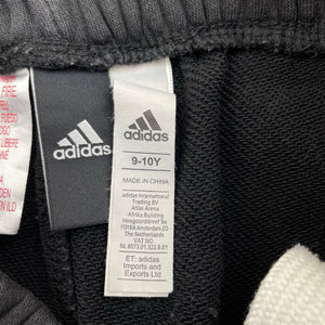 Boys Adidas, black track pants, elasticated, Inside leg: 55.5cm, GUC, size 9-10,  