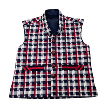 Load image into Gallery viewer, Boys J JUNIOR, red, white &amp; navy waistcoat / vest, armpit to armpit: 30cm, GUC, size 2-3,  