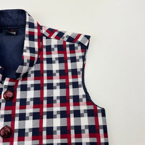 Boys J JUNIOR, red, white & navy waistcoat / vest, armpit to armpit: 30cm, GUC, size 2-3,  
