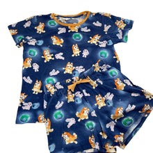 Load image into Gallery viewer, Girls Peter Alexander, Bluey pyjama top &amp; shorts, wash fade, FUC, size 10,  
