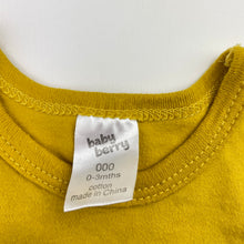 Load image into Gallery viewer, Unisex Baby Berry, yellow cotton singletsuit / romper, FUC, size 000,  