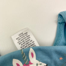 Load image into Gallery viewer, Girls Target, blue cotton tee / top, unicorn, GUC, size 000,  