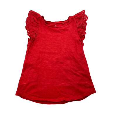 Girls Brilliant Basics, broderie trim red cotton top, FUC, size 6,  