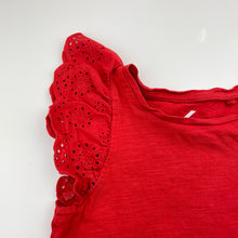 Load image into Gallery viewer, Girls Brilliant Basics, broderie trim red cotton top, FUC, size 6,  