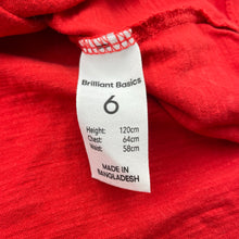 Load image into Gallery viewer, Girls Brilliant Basics, broderie trim red cotton top, FUC, size 6,  