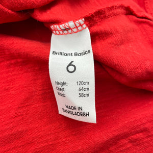 Girls Brilliant Basics, broderie trim red cotton top, FUC, size 6,  