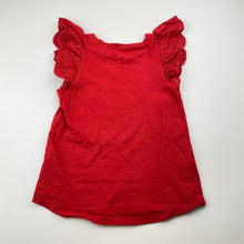 Load image into Gallery viewer, Girls Brilliant Basics, broderie trim red cotton top, FUC, size 6,  