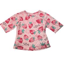 Load image into Gallery viewer, Girls cotton, pyjama top, strawberries, GUC, size 4,  