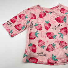 Load image into Gallery viewer, Girls cotton, pyjama top, strawberries, GUC, size 4,  
