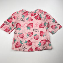 Load image into Gallery viewer, Girls cotton, pyjama top, strawberries, GUC, size 4,  