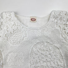 Load image into Gallery viewer, Girls white, lined lace romper, GUC, size 000,  