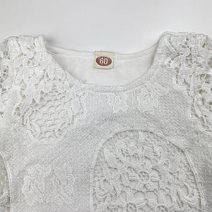 Girls white, lined lace romper, GUC, size 000,  
