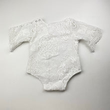 Load image into Gallery viewer, Girls white, lined lace romper, GUC, size 000,  