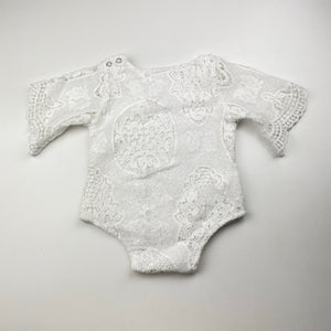 Girls white, lined lace romper, GUC, size 000,  