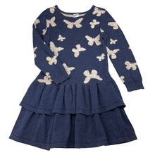 Load image into Gallery viewer, Girls Target, knitted cotton long sleeve dress, butterflies, GUC, size 5, L: 58cm