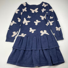 Load image into Gallery viewer, Girls Target, knitted cotton long sleeve dress, butterflies, GUC, size 5, L: 58cm