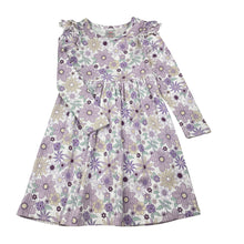 Load image into Gallery viewer, Girls Mango, floral ribbed long sleeve dress, EUC, size 4, L: 54cm