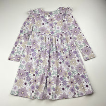 Load image into Gallery viewer, Girls Mango, floral ribbed long sleeve dress, EUC, size 4, L: 54cm