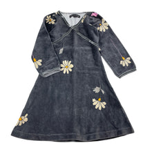 Load image into Gallery viewer, Girls Petit Louie, vintage velour cotton long sleeve dress, GUC, size 1-2, L: 53cm