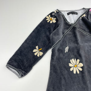 Girls Petit Louie, vintage velour cotton long sleeve dress, GUC, size 1-2, L: 53cm