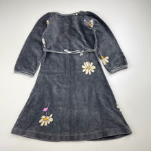 Load image into Gallery viewer, Girls Petit Louie, vintage velour cotton long sleeve dress, GUC, size 1-2, L: 53cm