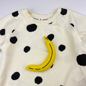 Unisex abaanannan, novelty romper, banana, EUC, size 1,  