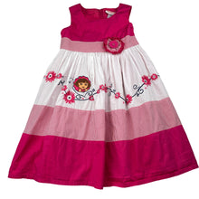 Load image into Gallery viewer, Girls Nickelodeon, Dora the Explorer lined embroidered cotton dress, GUC, size 4, L: 60cm