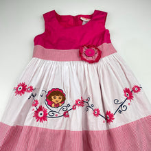 Load image into Gallery viewer, Girls Nickelodeon, Dora the Explorer lined embroidered cotton dress, GUC, size 4, L: 60cm