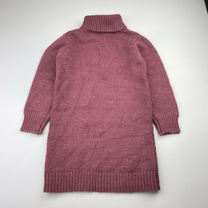 Girls Anko, cable knit sweater dress, pilling, FUC, size 4, L: 53cm