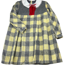 Load image into Gallery viewer, Girls vintage, lined wool / viscose long sleeve dress, armpit to armpit: 37.5cm, shoulder to cuff: 45cm, EUC, size 8, L: 69cm