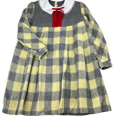 Girls vintage, lined wool / viscose long sleeve dress, armpit to armpit: 37.5cm, shoulder to cuff: 45cm, EUC, size 8, L: 69cm