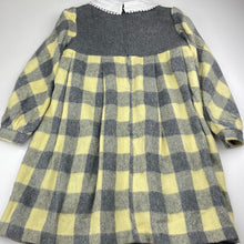 Load image into Gallery viewer, Girls vintage, lined wool / viscose long sleeve dress, armpit to armpit: 37.5cm, shoulder to cuff: 45cm, EUC, size 8, L: 69cm