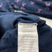 Load image into Gallery viewer, Girls Milkshake, navy corduroy cotton dress, wash fade glitter unicorns, FUC, size 4, L: 55cm