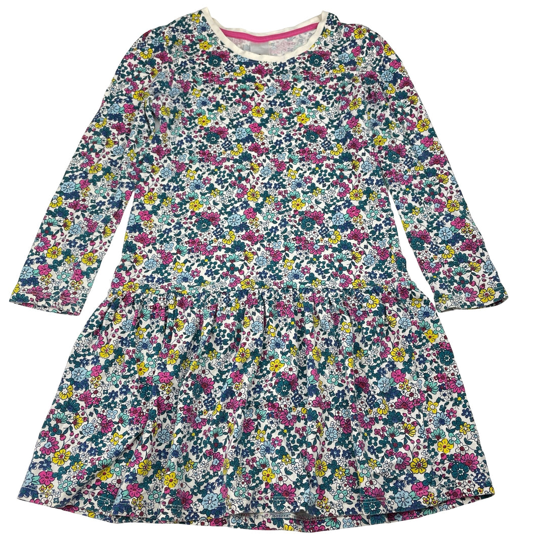 Girls Target, colourful floral cotton long sleeve dress, GUC, size 6, L: 61cm