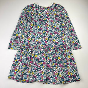 Girls Target, colourful floral cotton long sleeve dress, GUC, size 6, L: 61cm