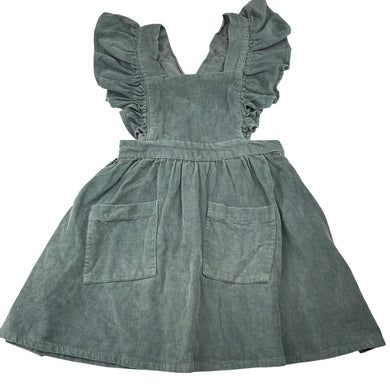 Girls Hubble + Duke, corduroy cotton pinafore dress, FUC, size 6, L: 60cm
