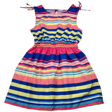 Load image into Gallery viewer, Girls Kids Stuff, colourful striped lightweight dress, catch on back, FUC, size 4, L: 54cm