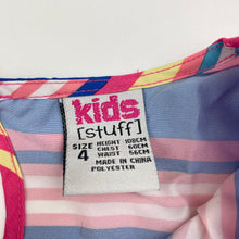 Load image into Gallery viewer, Girls Kids Stuff, colourful striped lightweight dress, catch on back, FUC, size 4, L: 54cm