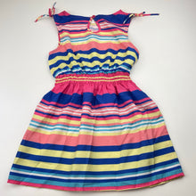 Load image into Gallery viewer, Girls Kids Stuff, colourful striped lightweight dress, catch on back, FUC, size 4, L: 54cm