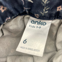 Load image into Gallery viewer, Girls Anko, floral stretch denim overalls dress / pinafore, GUC, size 6, L: 57cm