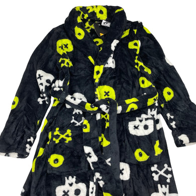 Boys Tilt, soft fleece dressing gown / bath robe, skulls, NEW, size 7,  