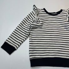 Load image into Gallery viewer, Girls Cotton On, navy stripe lightweight sweater / top, no size, armpit to armpit: 34cm, shoulder to cuff: 33.5cm, GUC, size 3,  