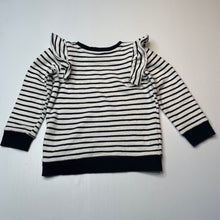 Load image into Gallery viewer, Girls Cotton On, navy stripe lightweight sweater / top, no size, armpit to armpit: 34cm, shoulder to cuff: 33.5cm, GUC, size 3,  