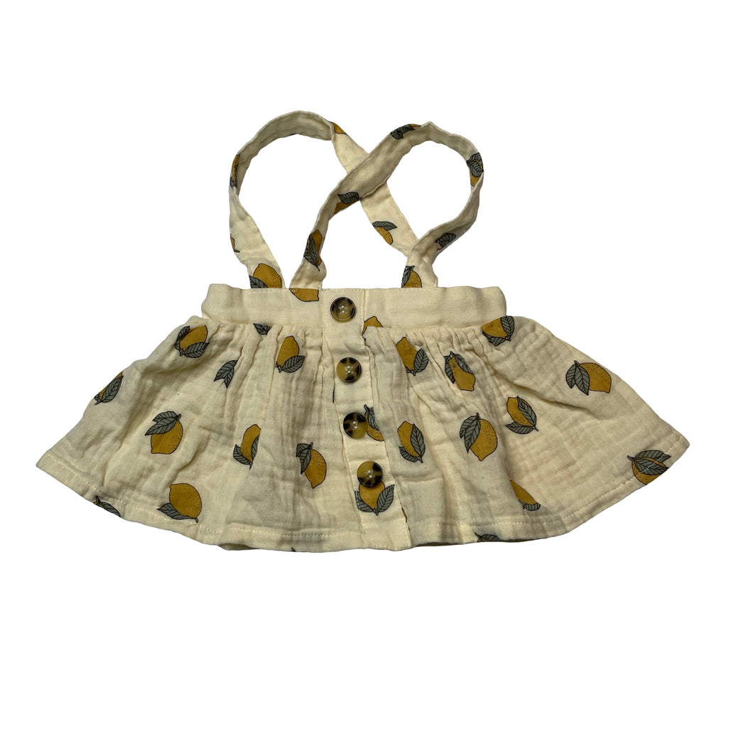 Girls Baby Baby, lightweight cotton suspender skirt, lemons, EUC, size 0000,  