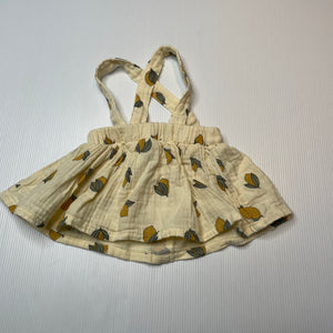 Girls Baby Baby, lightweight cotton suspender skirt, lemons, EUC, size 0000,  