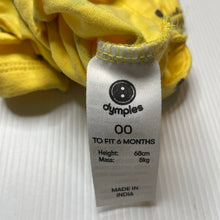 Load image into Gallery viewer, Boys Dymples, yellow singletsuit romper, EUC, size 00,  