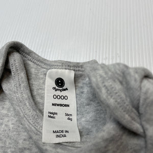Unisex Dymples, grey cotton bodysuit / romper, EUC, size 0000,  